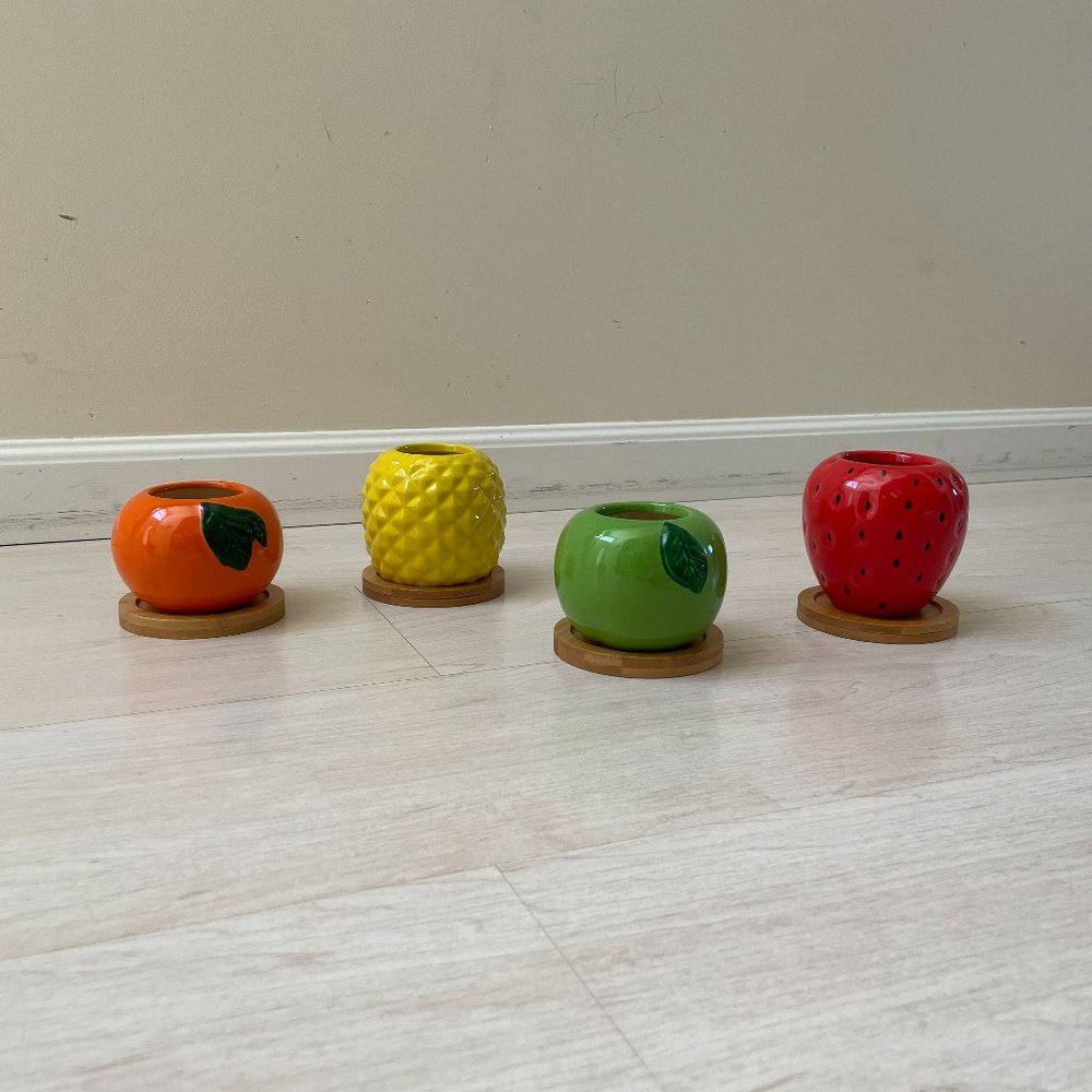 Glazed Ceramic Fruit Planters Set of 4